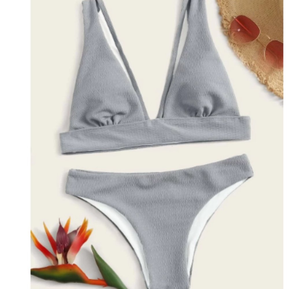 NWT Solid Harness Top With Low Rise Bikini Set